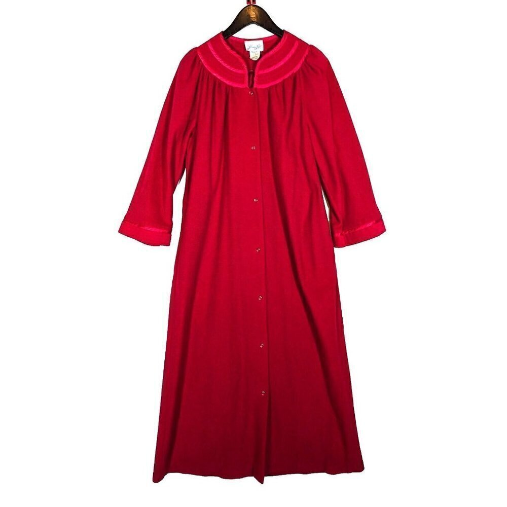 Vintage 70s Leisure Life House Robe Dress Medium VELOUR Nightgown Bubblegum Pink